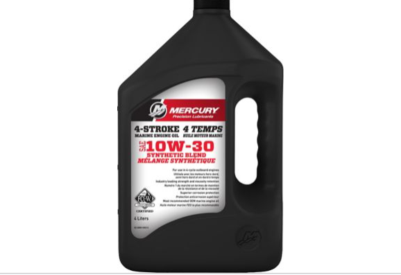 Mercury Marine 4-Stroke Engine Oil 10W-30 Synthetic Blend 1 Gallon - Outboard Engine Protection & Performance, 8M0149213