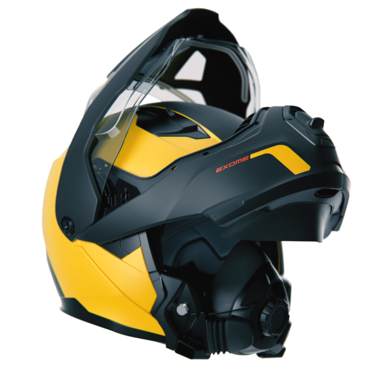 Ski-Doo Exome Sport Heated Helmet 929037 in Yellow, modular chin bar open