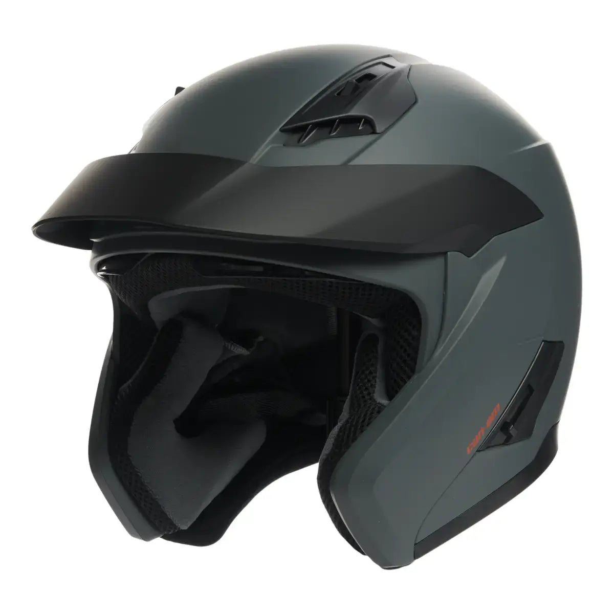 Black motorcycle helmet on a white background
