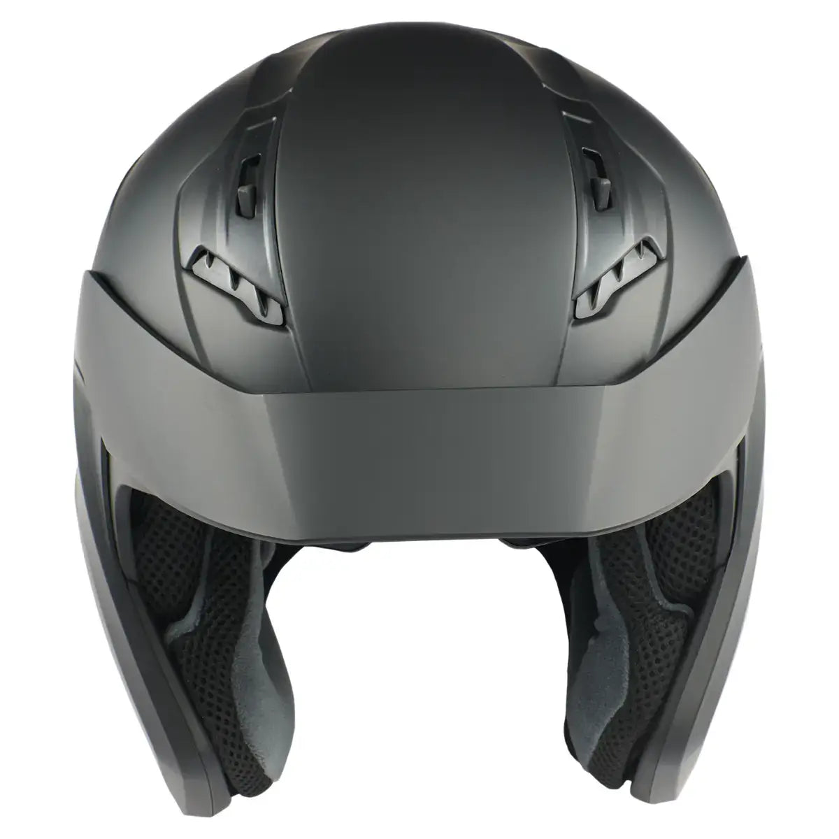 Black motorcycle helmet on a white background