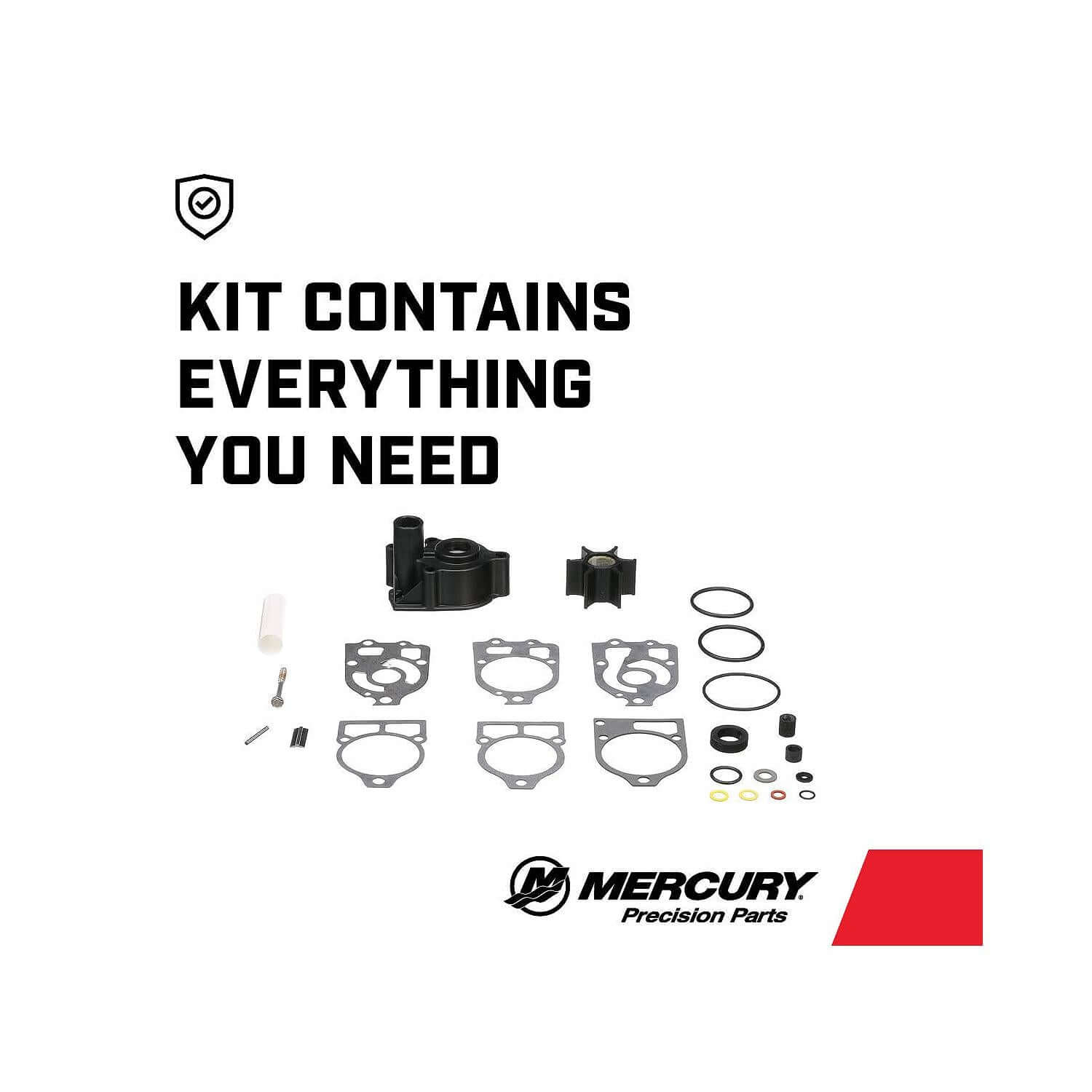 Kit de réparation supérieur de pompe à eau Mercury Marine pour certains moteurs hors-bord Mercury et Mariner 4 cylindres de 65 CV à V6, 96148T8