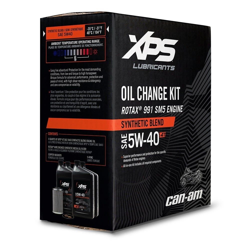 XPS Spyder 4T 5W-40 oil change kit box for Rotax 991 SM5 engine, previous packaging, 9779247