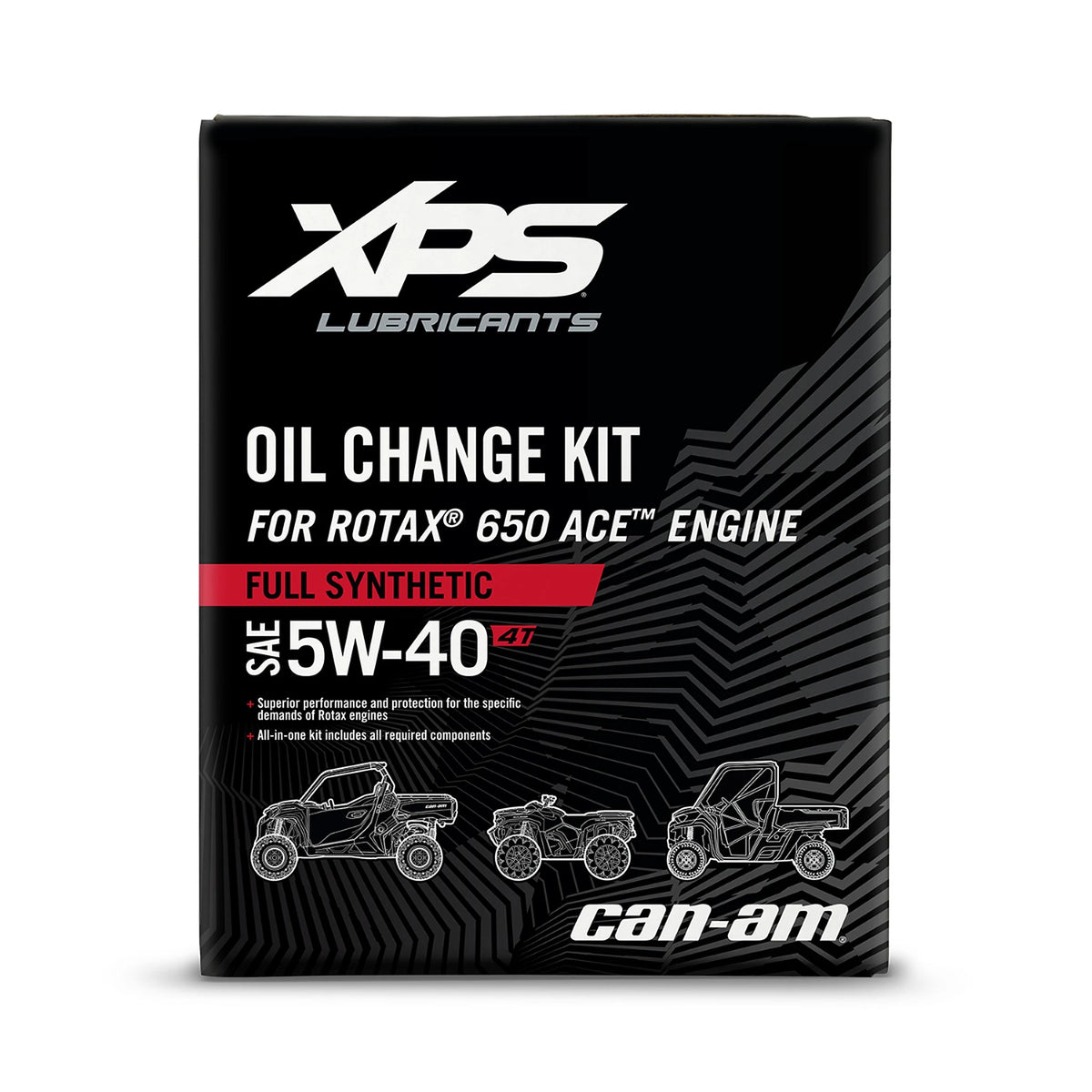 XPS Can-Am 4T 5W-40 full synthetic oil change kit box for Rotax 650 ACE engine, 9779480