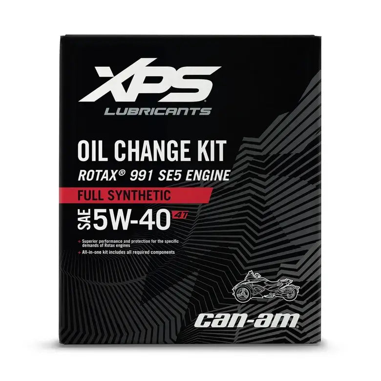 XPS Lubricants oil change kit for Can-Am Rotax engine on a black background