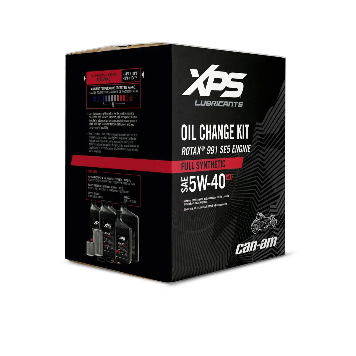 XPS Spyder 4T 5W-40 Full Synthetic Oil Change Kit for Rotax 991 (SE5) engine, 9779483