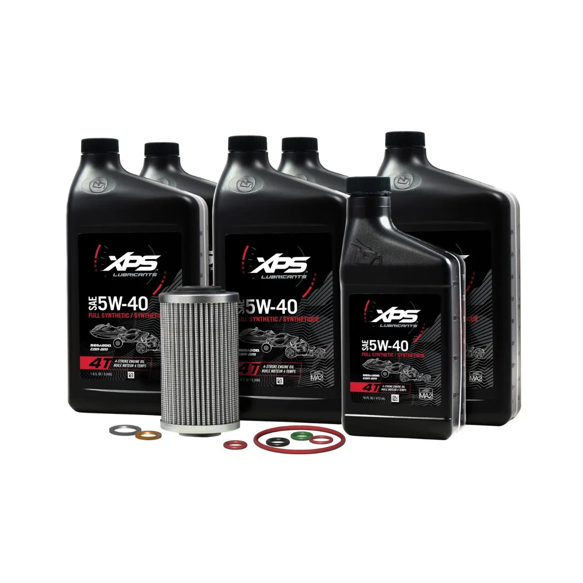 XPS Can-Am Spyder 4T 5W-40 Full Synthetic Oil Change Kit for Rotax 1330 engine, 9779484