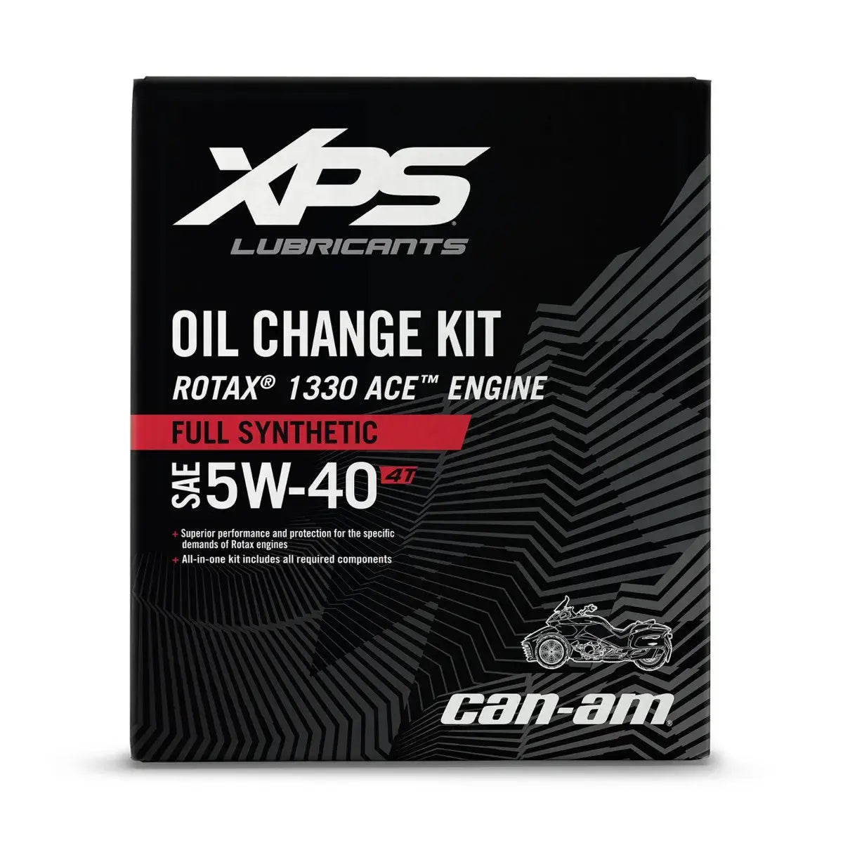 XPS Lubricants oil change kit for Can-Am Rotax 1330 ACE engine on a black background