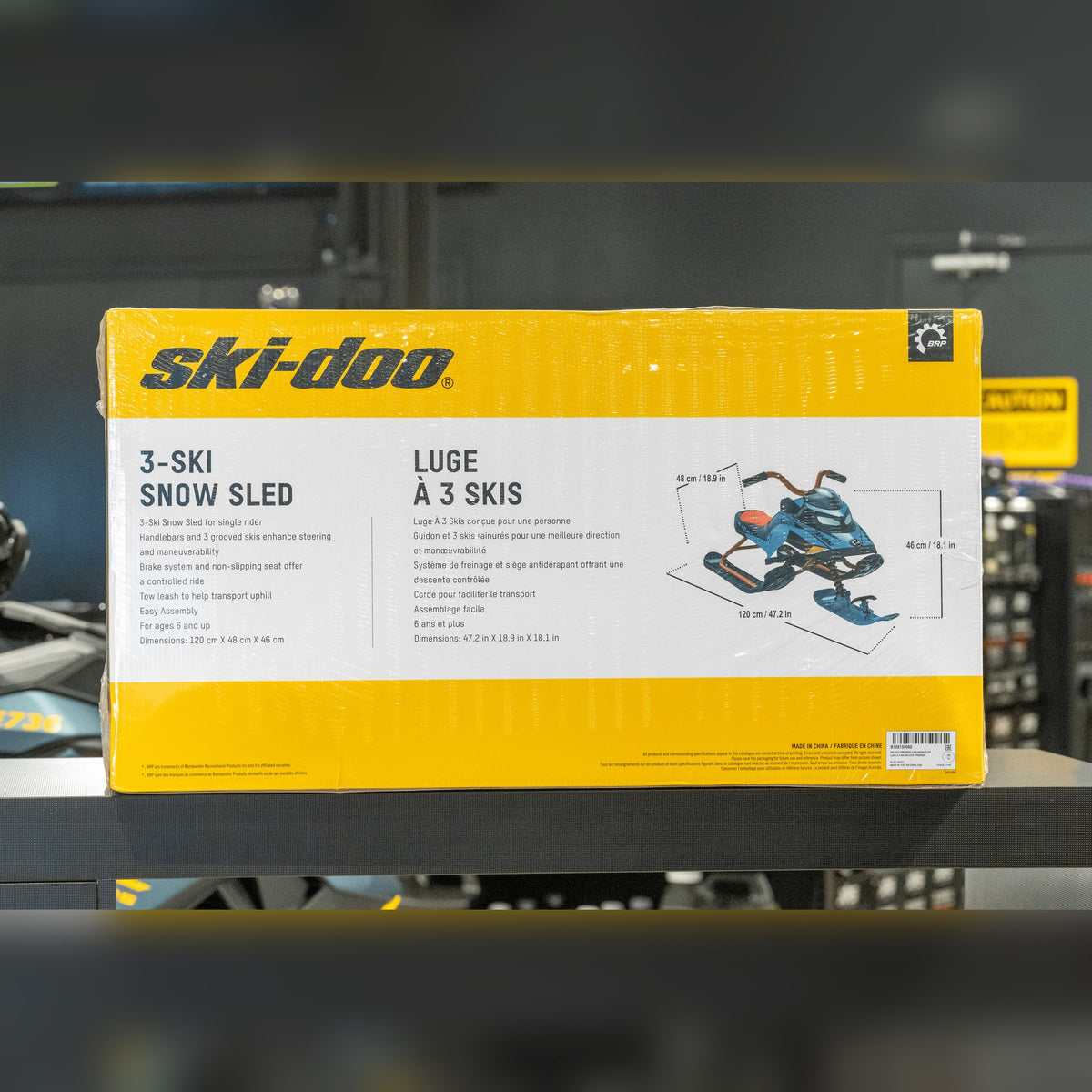 Ski-Doo 3-Ski Snow Sled B108150080 - in store, box back