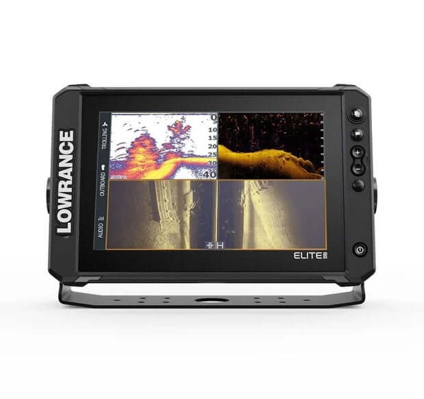 Lowrance Elite FS fishfinder on a white background