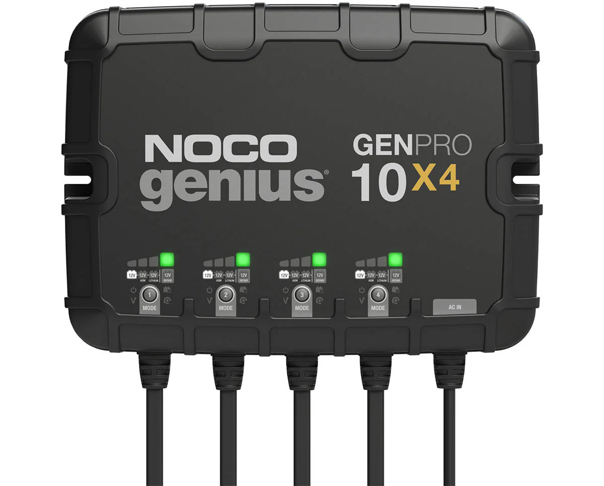 NOCO Genius GENPRO10X4: 4-Bank, 40A Onboard IP68 Battery Charger - 10A Per Bank, 12V