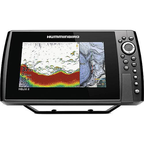 Humminbird Helix 8 fishing display on a white background