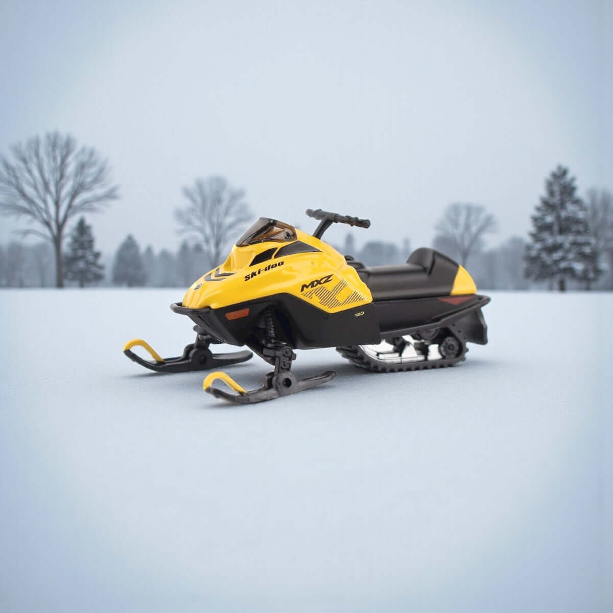 Modèle réduit BRP Bombardier à l'échelle 1:32 en métal moulé sous pression Ski-Doo MXZ Blizzard (segment sentier) + MXZ 120cc (modèle enfant), jaune néo 60022