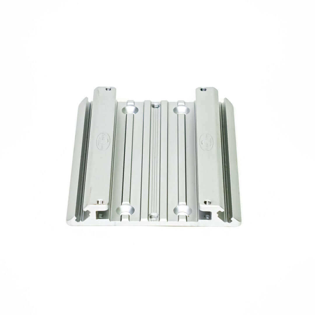 metal multi track section on white background