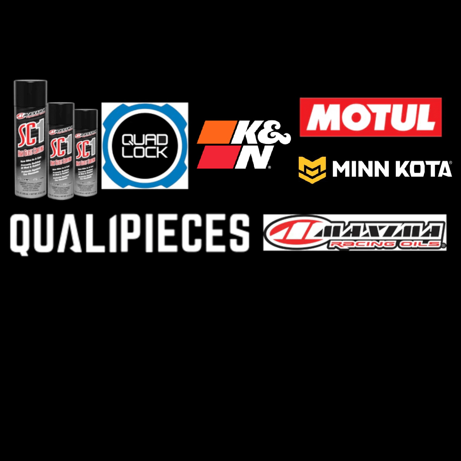 Collection of various brand logos on a black background