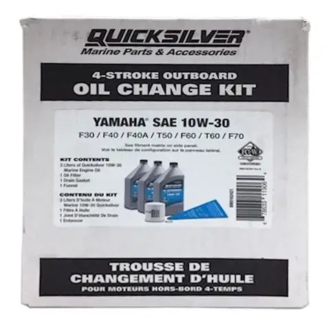 Quicksilver 10W-30 Oil Change Kit for Yamaha Outboard F30-F70, 3 Liters info card