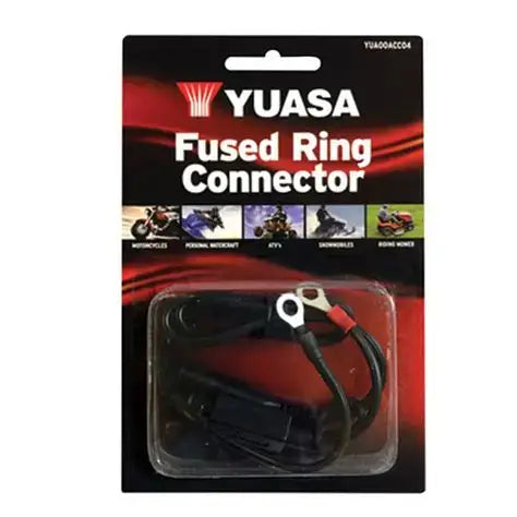 Yuasa Fused Ring Connectors, 880-8302 | CLEARANCE packaging showing motorcycles and ATVs usage