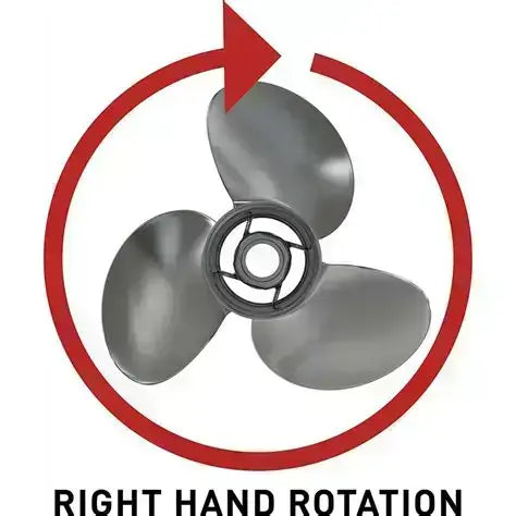 Propeller with right-hand rotation indicated by a red arrow and text on a white background