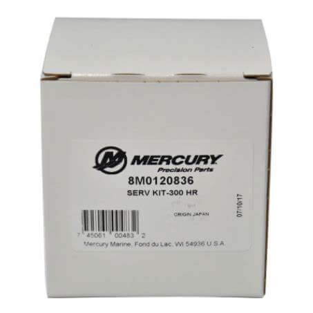 White box with Mercury Marine branding and product details on a white background