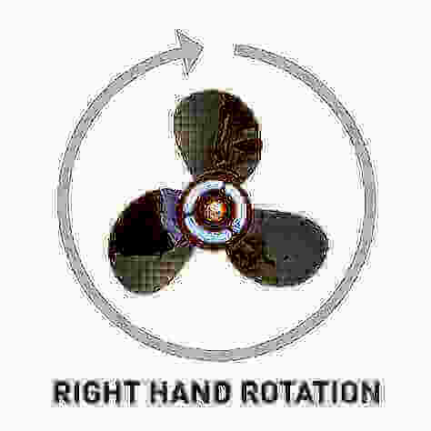 Mercury Marine Black Max 3-Blade Sport Aluminum Propeller, with rotation direction shown