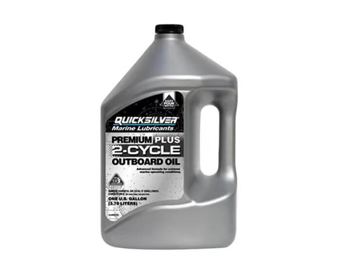 Quicksilver marine lubricants 2-cycle outboard oil container on a white background
