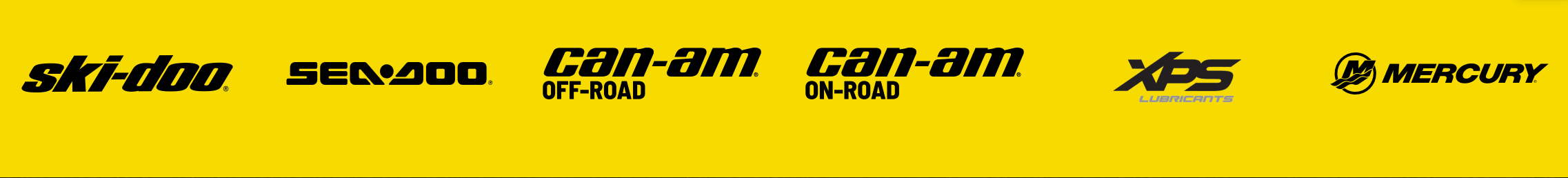 Banner with a collection of the primary BRP brands and Mercury