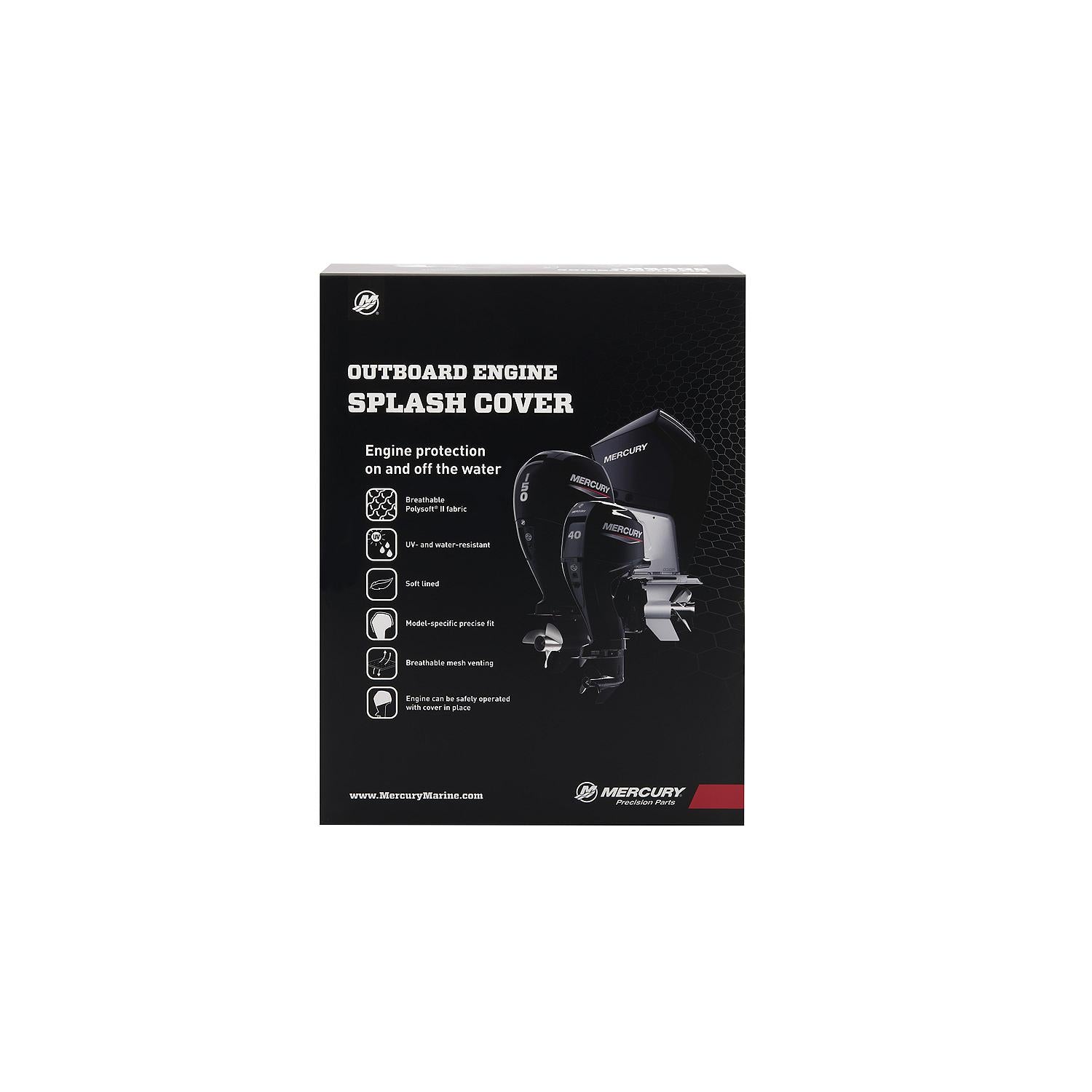 Mercury Marine Vented Splash Cover for 2.1L 90hp FourStroke Outboard Engines, Black, 8M0228507