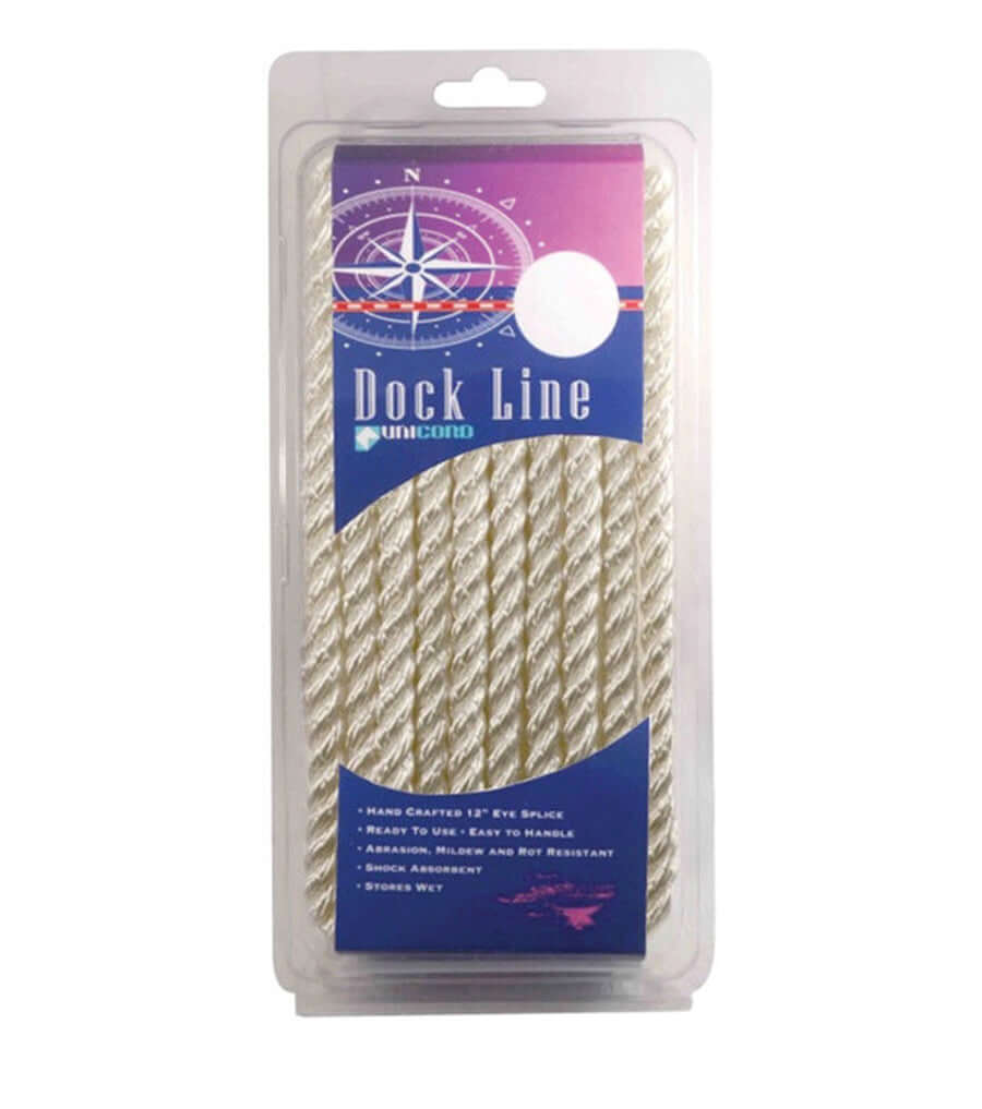 Unicord Premium Double Braided White Dockline 3/8 X 20' for Marine - 458325