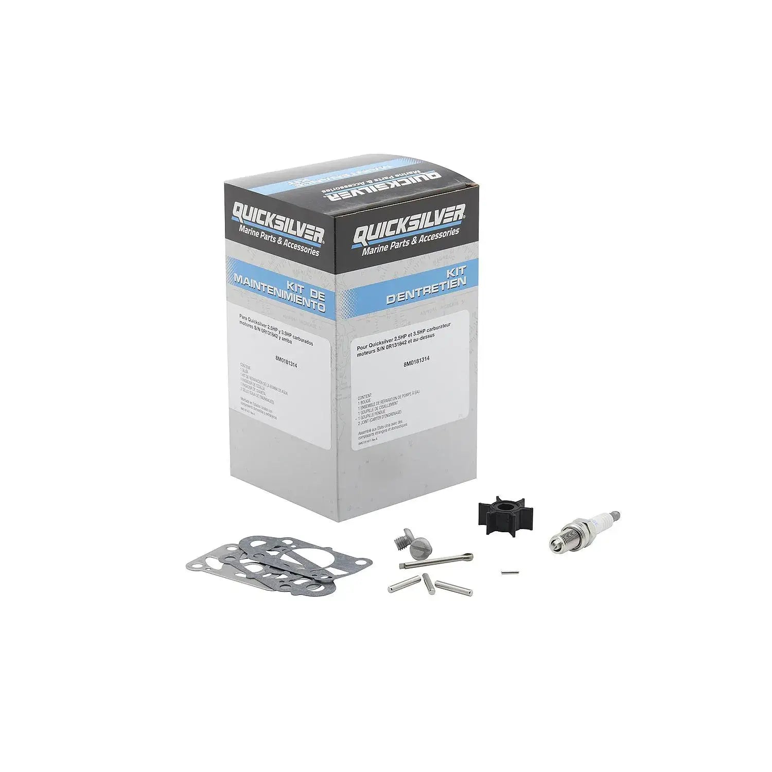 Quicksilver 8M0181314 Outboard Service Kit for Mercury 2.5/3.5hp Carbureted Outboards