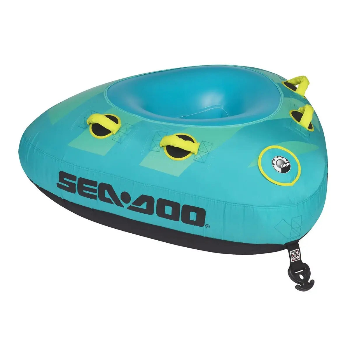 Sea-Doo 1-Person Triangle Towable Tube 48" x 50", teal with yellow handles