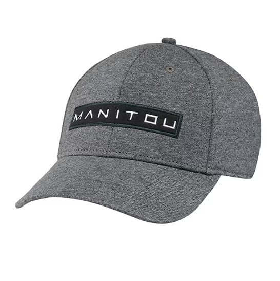 Gray cap with 'Manitou' logo on a white background