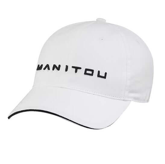White cap with 'MANITOU' branding on a white background