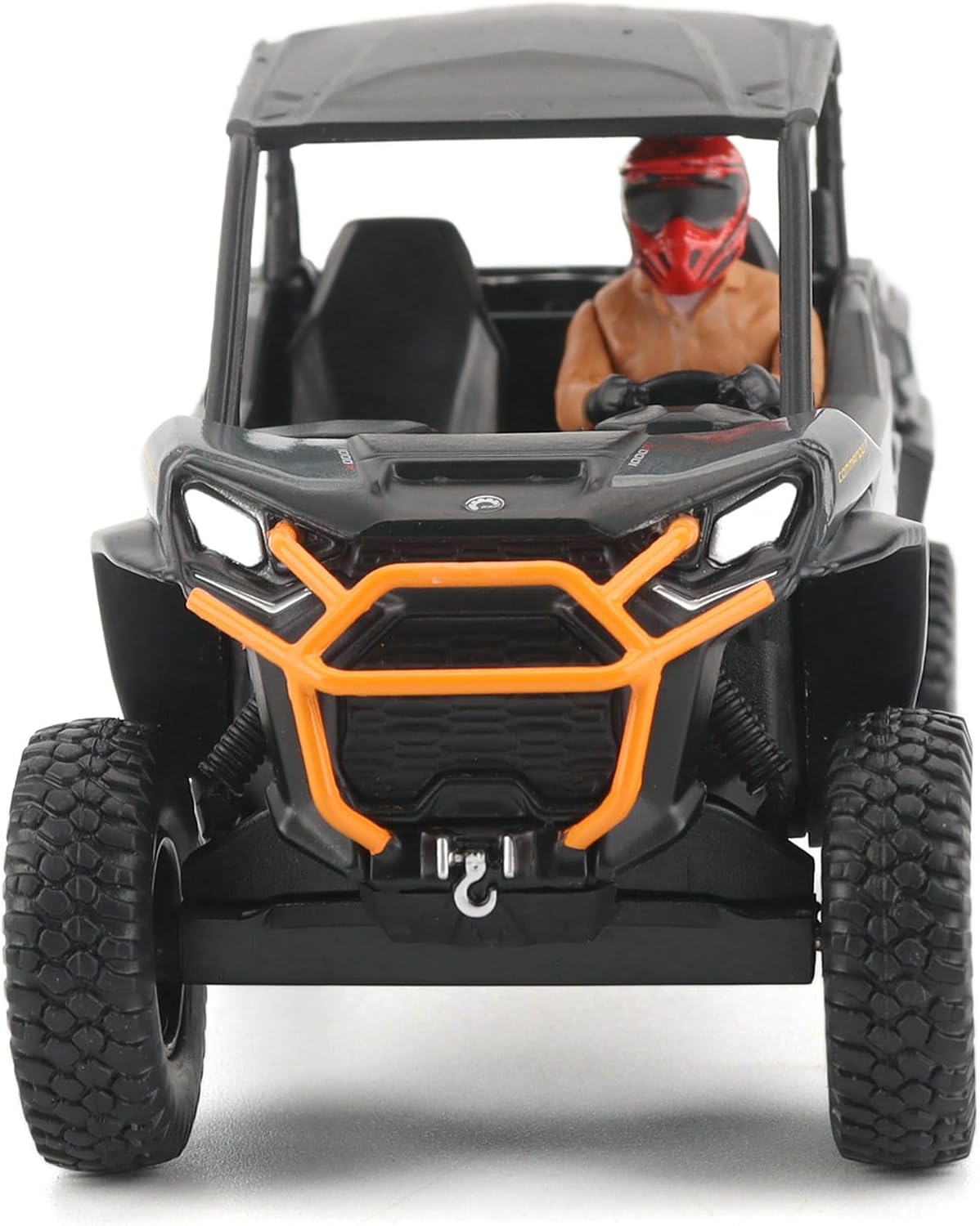 Diecast Masters Can-Am Commander XT-P 1000R 1:32 diecast model #60029, straight-on front view with orange bumper, winch and driver in red helmet