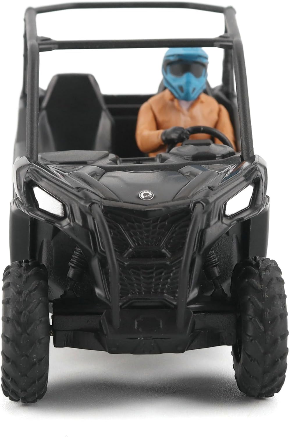Diecast Masters Can-Am Maverick Trail DPS 1000 1:32 diecast model in black #60028, straight-on front view with driver figure in blue helmet