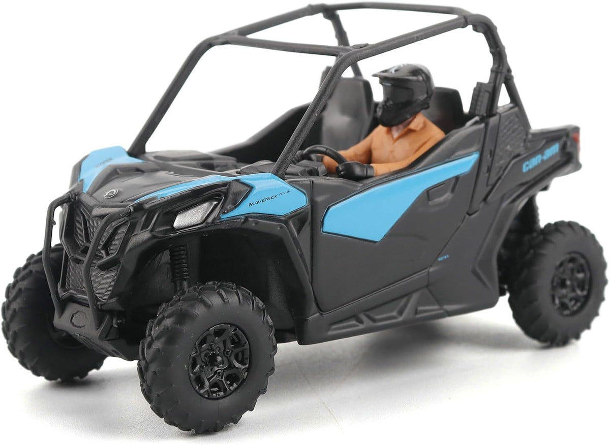 Diecast Masters Can-Am Maverick Trail DPS 1000 1:32 diecast model in blue #60027 with driver figure, front three-quarter view