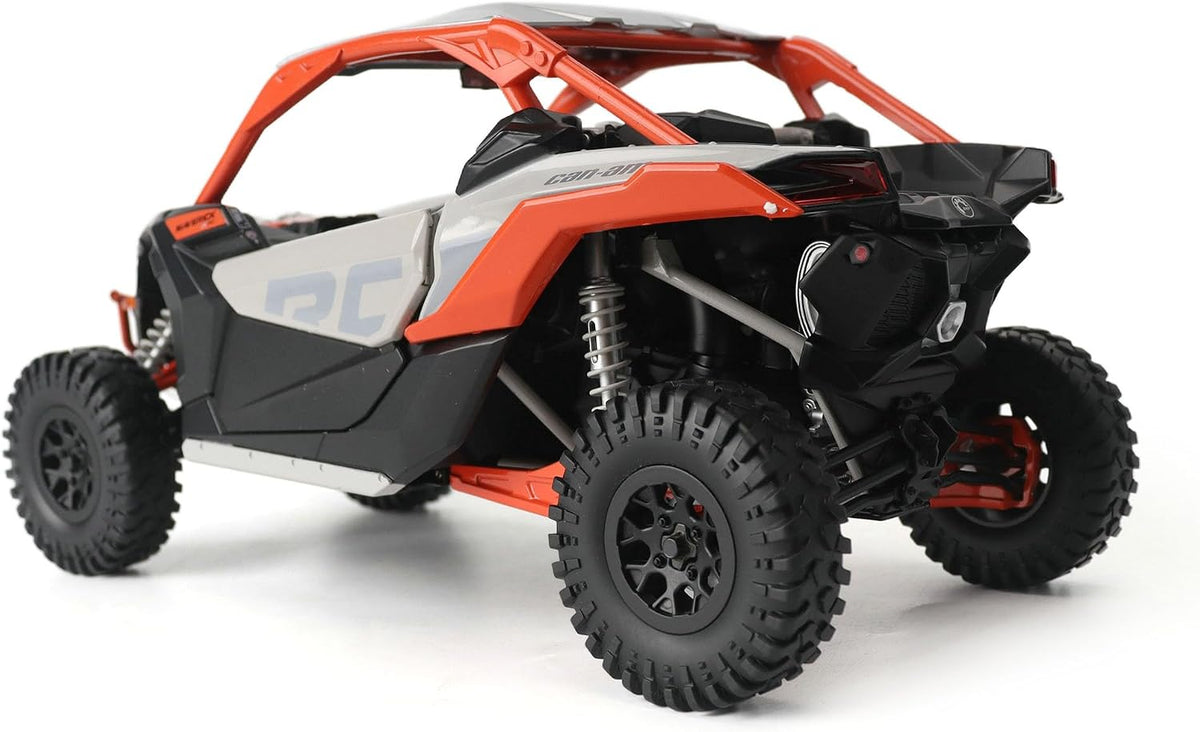 Diecast Masters Can-Am Maverick X3 X RC Turbo RR 1:12 premium replica #68003 in red, rear three-quarter view