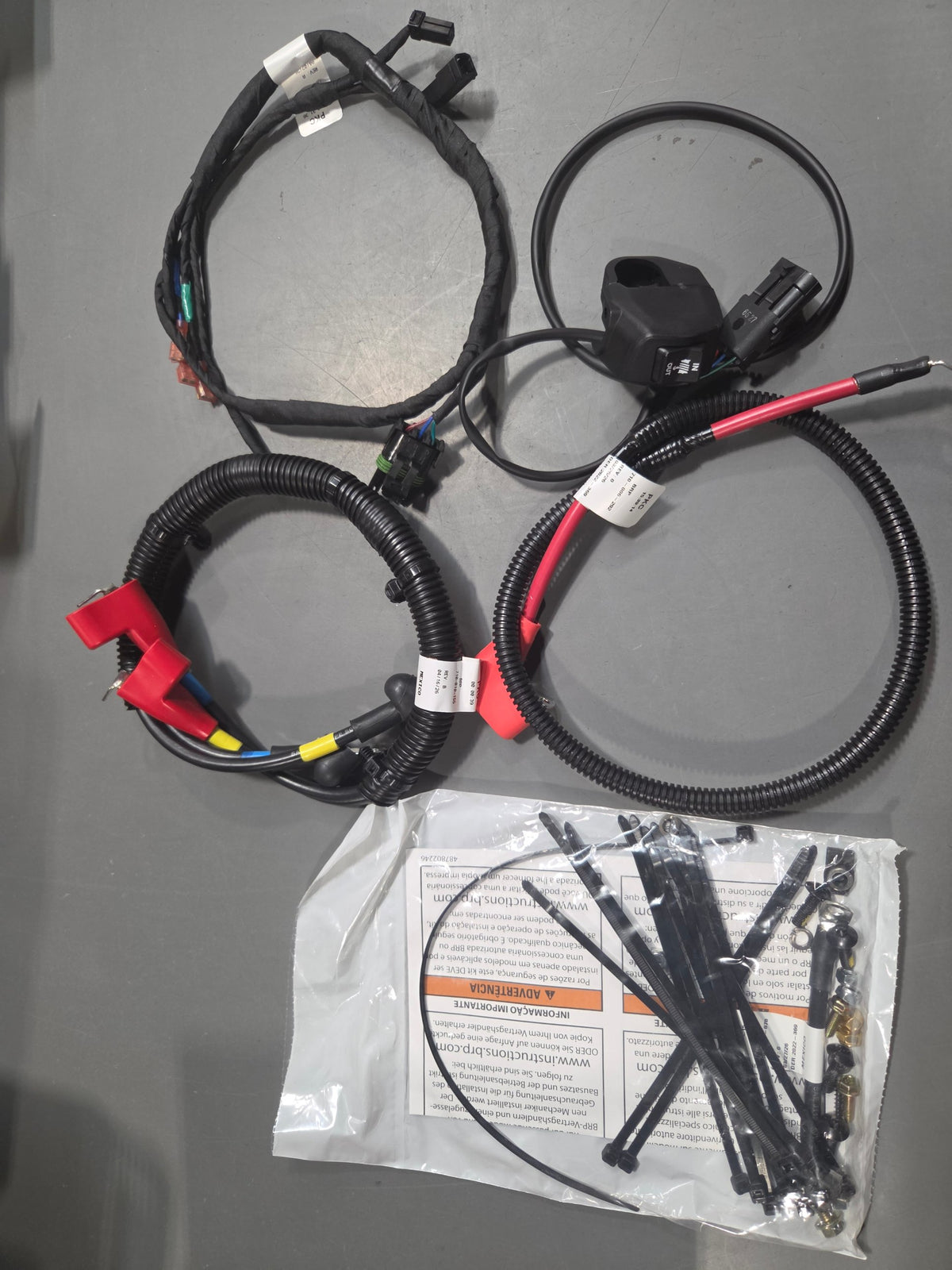 Can-Am Outlander Winch Electrical Harness - 2023 and Up, kit contents with harnesses, winch switch and hardware, 715011150