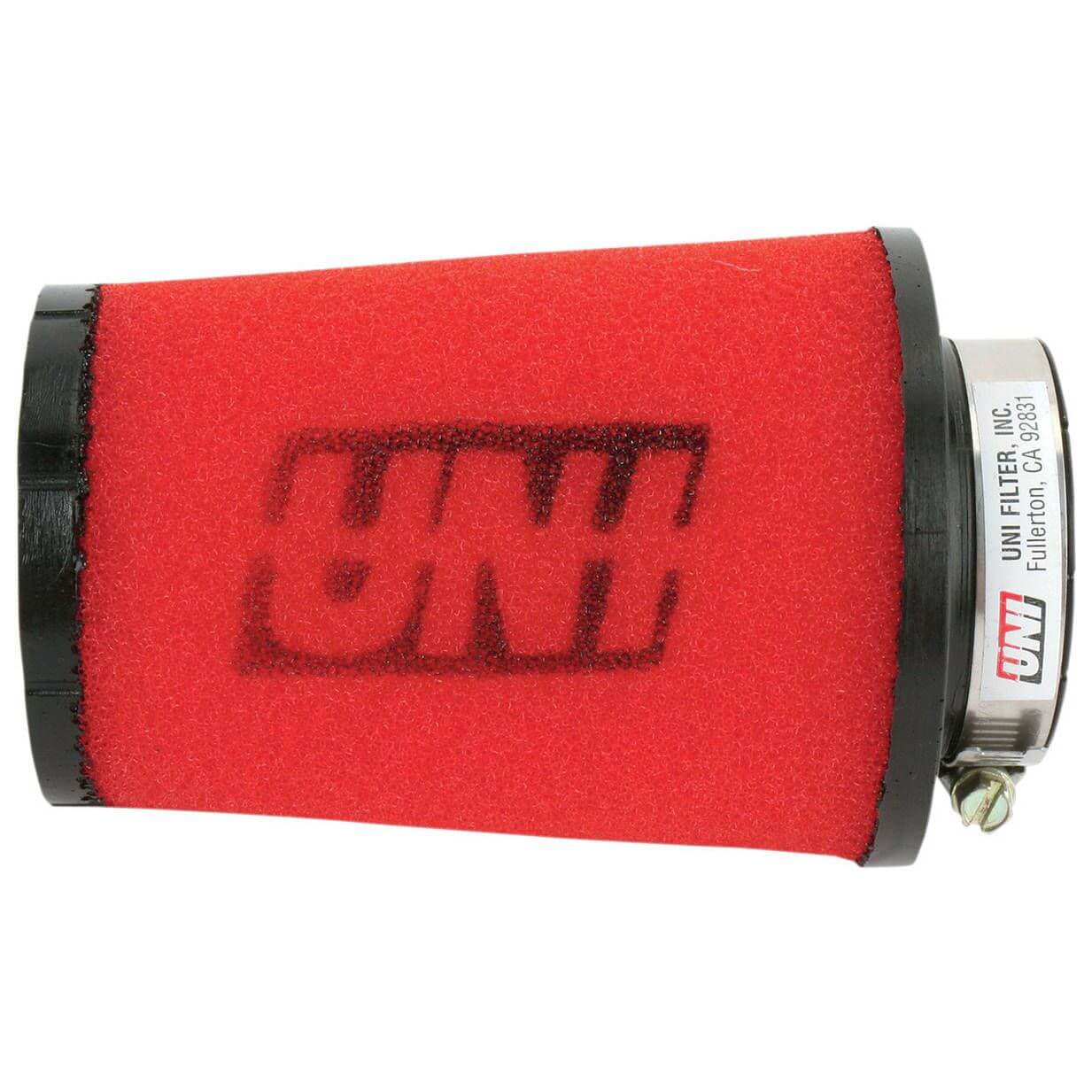 Red air filter with 'UNI' branding on a white background