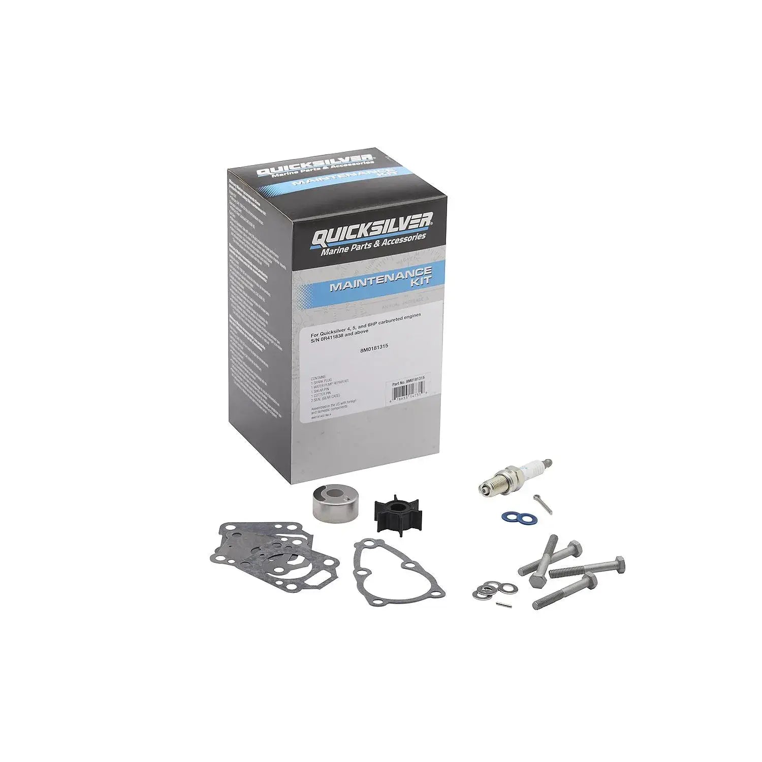 Quicksilver 8M0181315 Outboard Service Kit for Mercury 4-6hp Carbureted Outboards