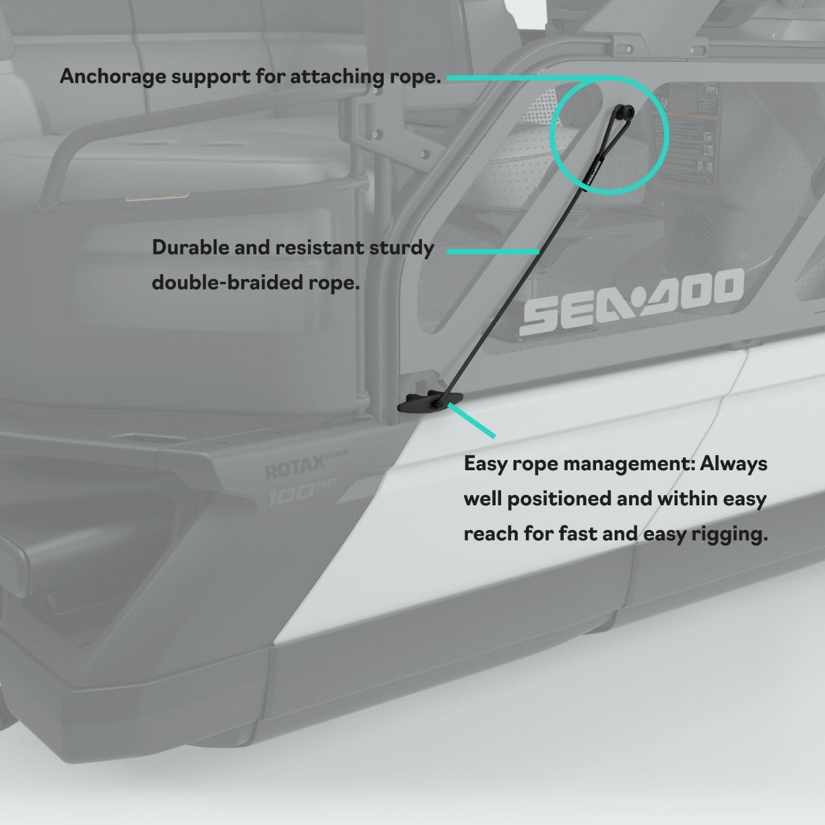 Sea-Doo Speed Tie Mooring System Switch Pontoon Models - Retractable Dock Line 5.5 ft, 295100778