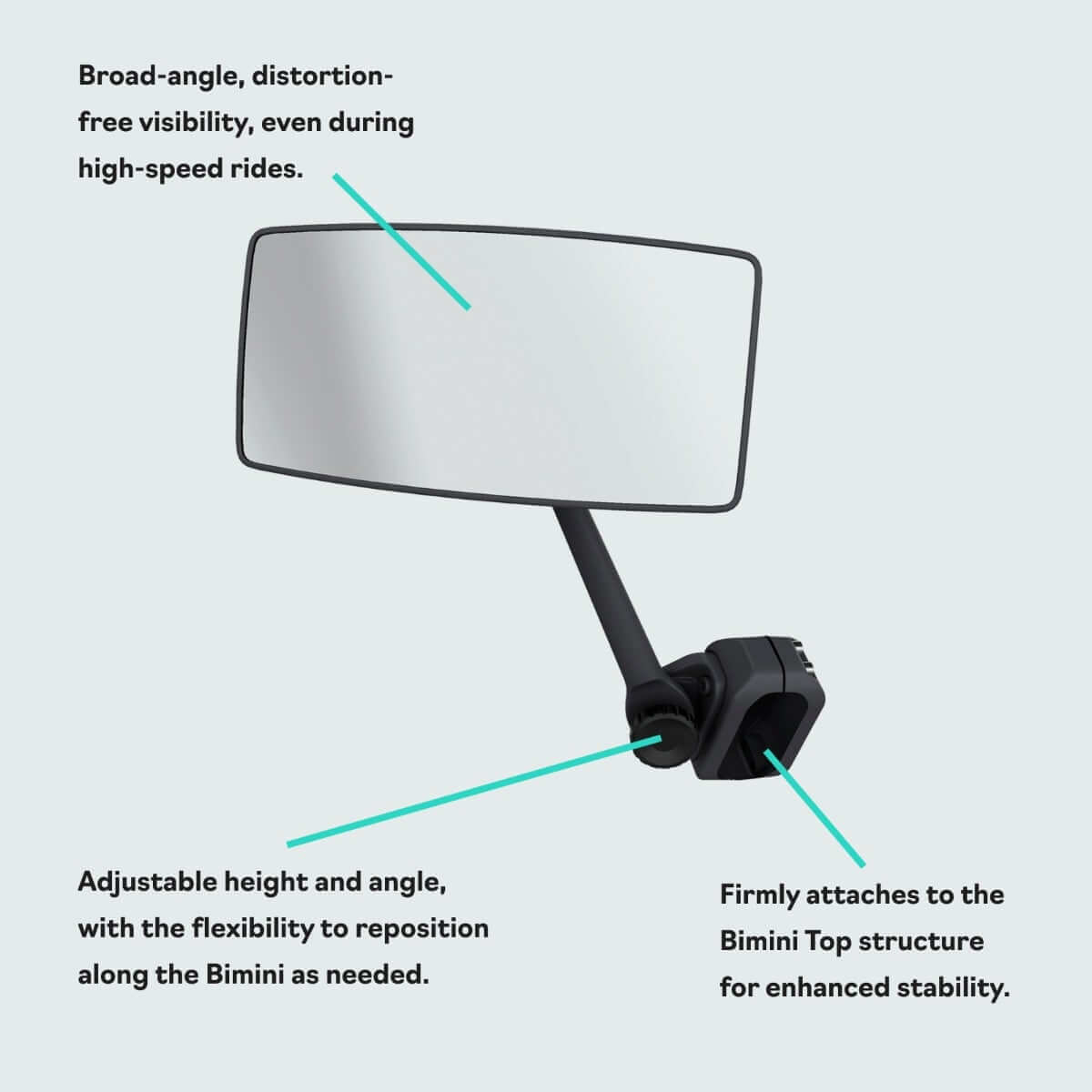 Sea-Doo Switch rearview mirror with adjustable bimini top mount, wide-angle view