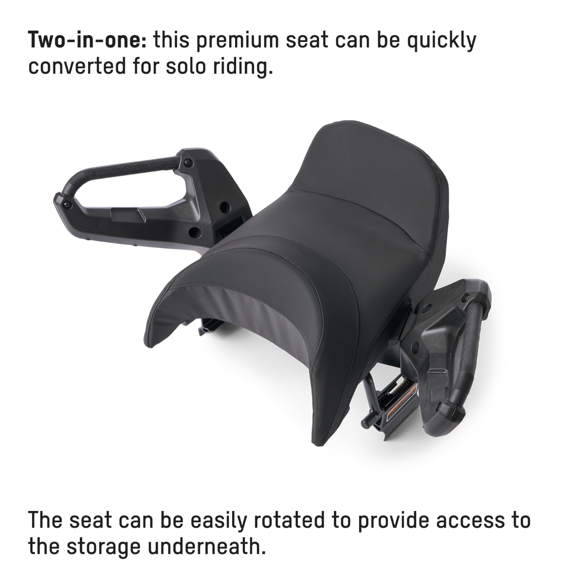 Ski-Doo WideTrack 2-up Seat 860202037, rotates for storage access