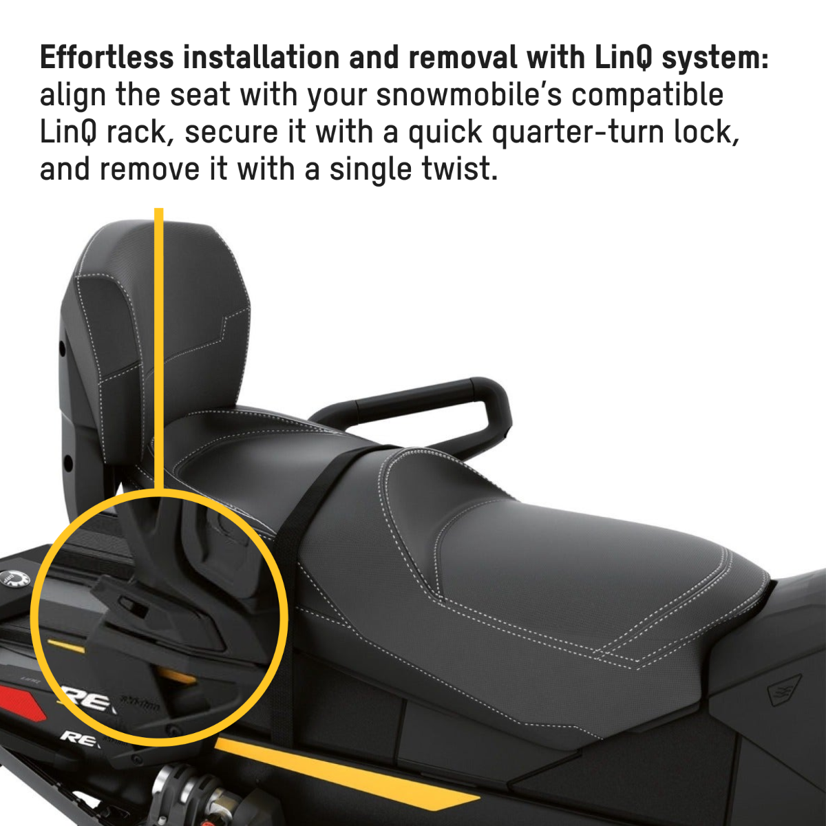 Ski-Doo Trail LinQ 1 + 1 Seat with Backrest 860202347, LinQ installation