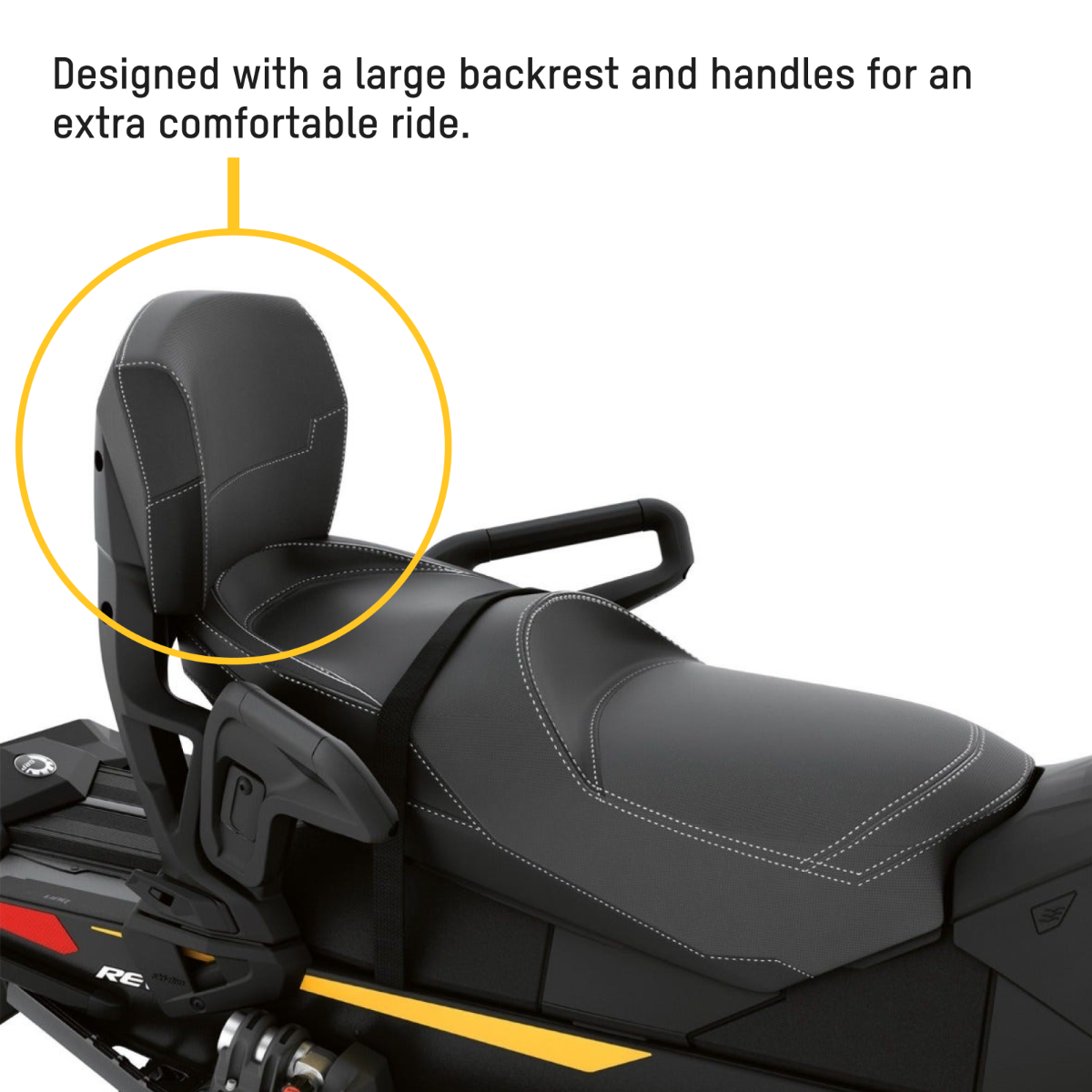 Ski-Doo Trail LinQ 1 + 1 Seat with Backrest 860202347, large backrest and handles