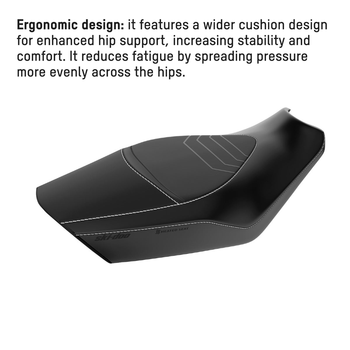 Ski-Doo Trail Wide Heated Seat with Storage 860201633, ergonomic design
