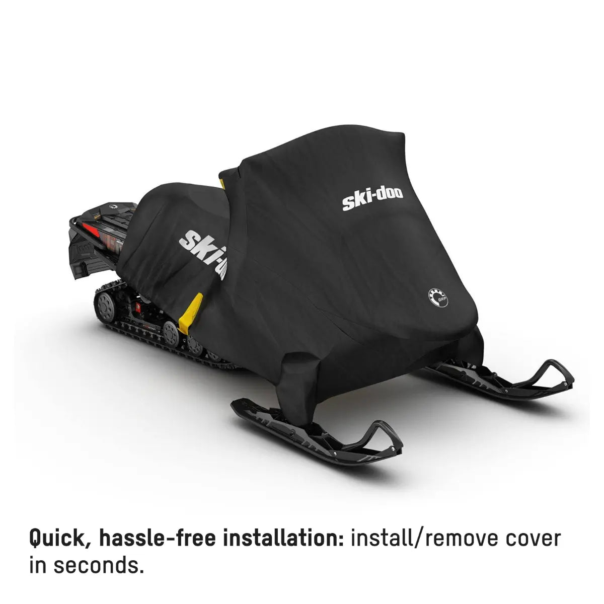 Ski-Doo Intense Rap-Clip snowmobile cover installed on a snowmobile, installs and removes in seconds