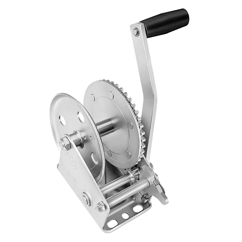 Fulton Single Speed 1,100 LBS Marine Trailer Winch No Strap, 7 Inch Handle, Silver, 142100