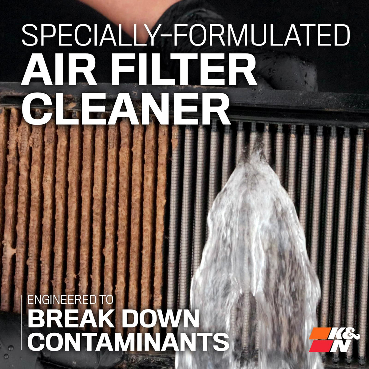 K&N air filter cleaner breaks down contaminants
