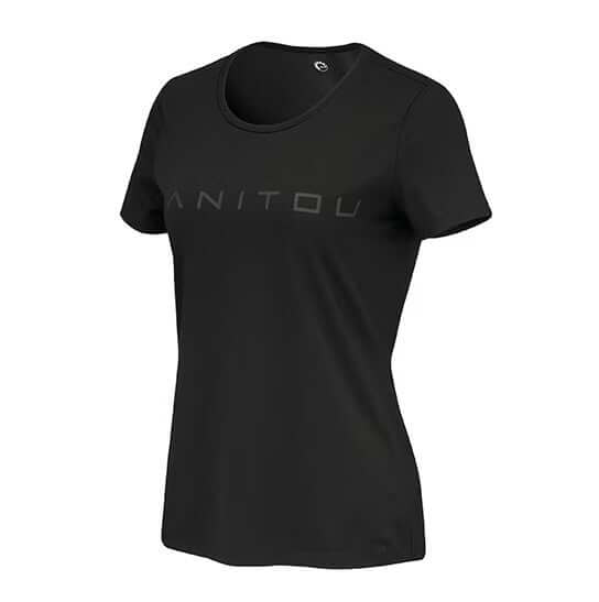 Black t-shirt with 'MANITOU' branding on a white background