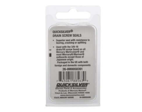 Joint d'étanchéité de vis de vidange de carter d'engrenage Mercury Marine Quicksilver pour certains moteurs hors-bord et sterndrives Mercury, paquet de 2
