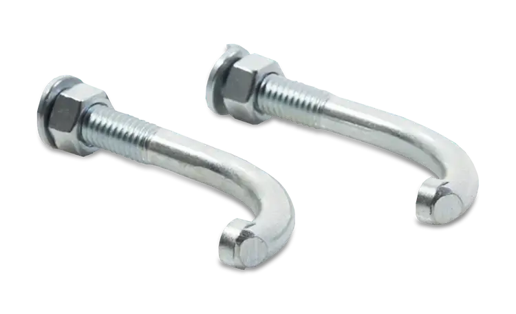 Set of 2 zinc-plated Ski-Doo trail scratchers with anti-loosening curved hex bolts